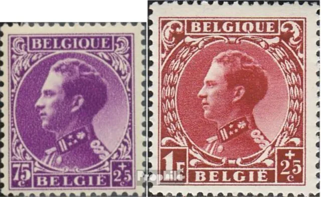 Belgique 384-385 neuf 1934 guerre endommagés