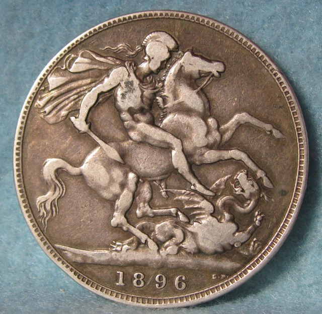 1896 Great Britain UK England Victoria 1 Crown World Foreign Silver Coin