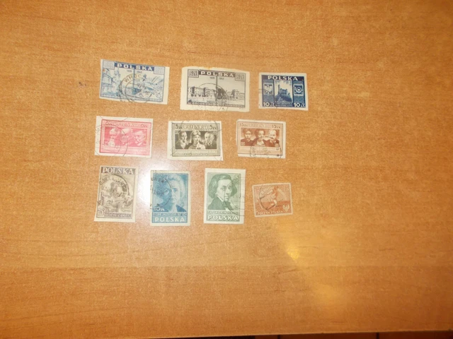 10 Geschnittene Briefmarken / Polen / Alt / Gestempelt