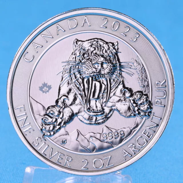 2 OZ 2023 Sabre Tooth Cat Silver Coin Sabre Toth Cat Ice Age Canada 10