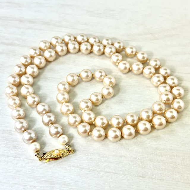 Vintage Single Strand Faux Pearl Necklace Marked JAPAN 16” Full 8” Halved |  eBay