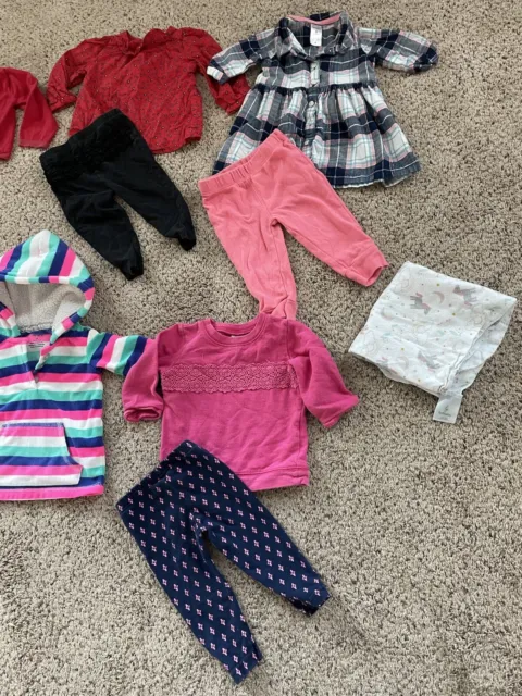 Lot Bundle of 8 sets of Baby Girl Clothes size 6 & 6/9 Months Carters Cat & Jack