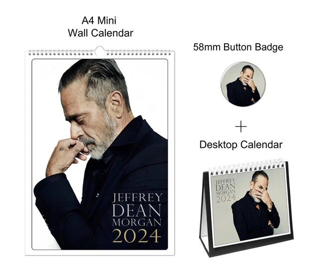 JEFFREY DEAN 2024 A4 Wall + Desktop Calendar + Pin Button Badge