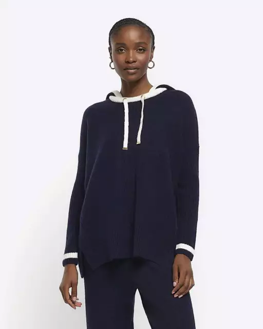 River Island Womens Navy Polyester Long sleeved Hoodie Size L