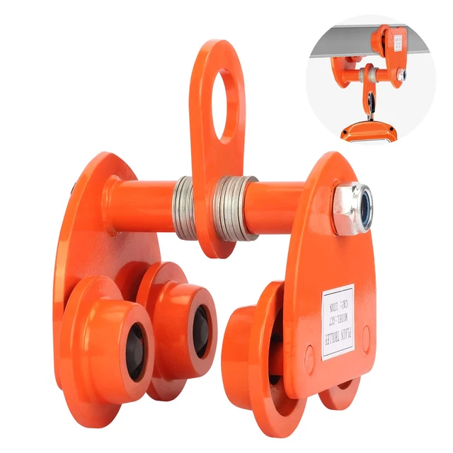 2 Ton Manual Trolley, 4400LBS Capacity Heavy Duty Beam Plain Trolley Push Beam T