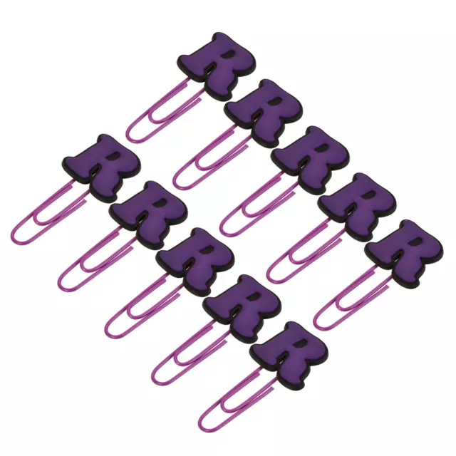 Papel Clips Libro Página Marcador Alfabeto R Forma Violeta para Marcado 10uds