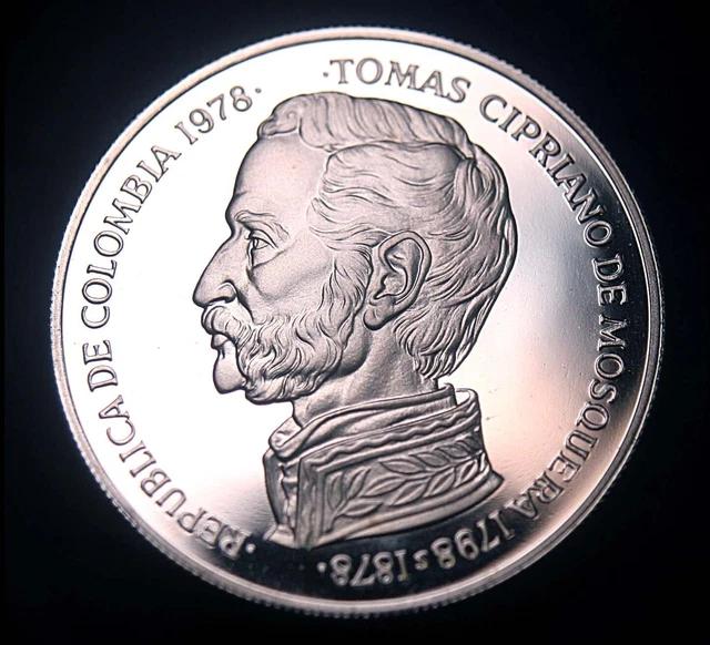 Colombia 750 Pesos 1978 Silver Proof - Hummingbird BU
