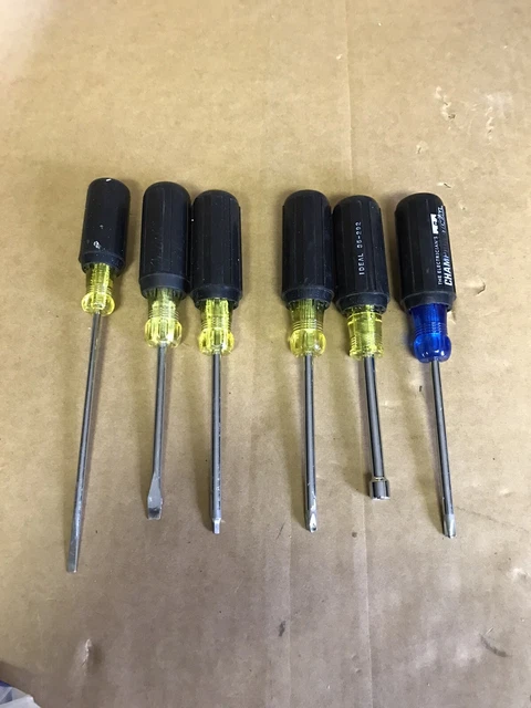 Lot of 6 IDEAL Screwdrivers 2 35-204 35-164 35-693 35-186 Flat Nut Driver Square