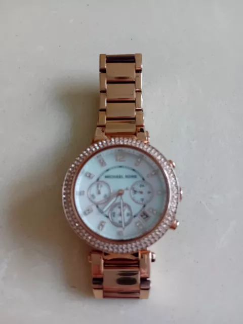 ladies Michael Kors Chronograph Gold Tone Watch Mk5491 Working