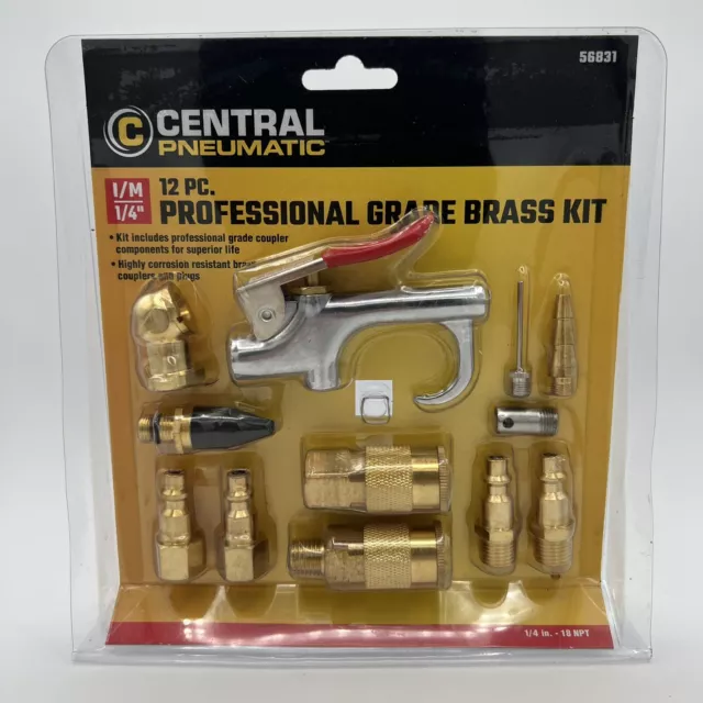 Central Pneumatic Professional grade Air Tool Accessory brass kit 12 pc 1/4