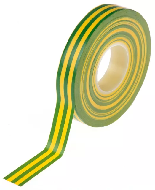 1 Reel of 20 M - Advance Tapes AT7 Green/Yellow PVC Electrical Tape, 12mm x 20m