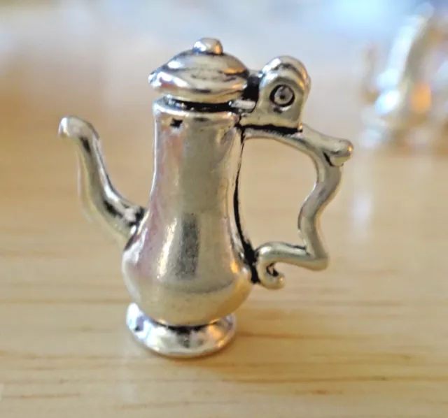 Sterling Silver 3D 18x17x7mm 3-4 gram Movable Fancy Coffee Pot Charm