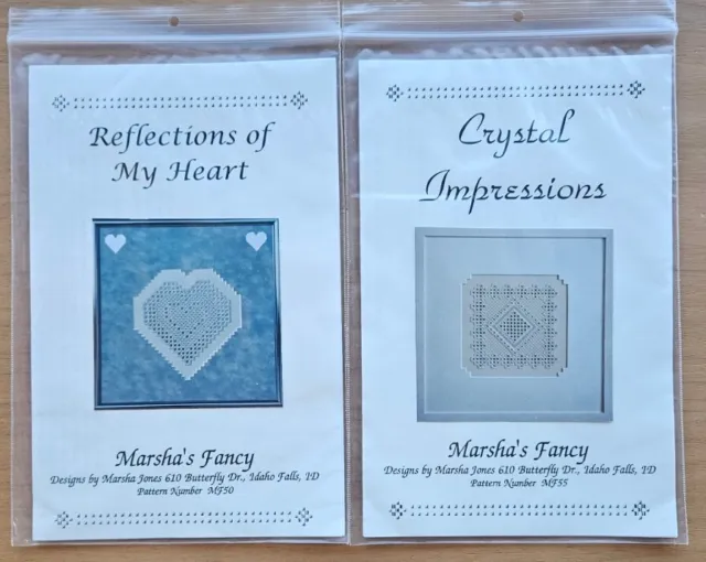 2 Patrones Hardanger bordados Marsha's Fancy Crystal Impresiones, Reflejos