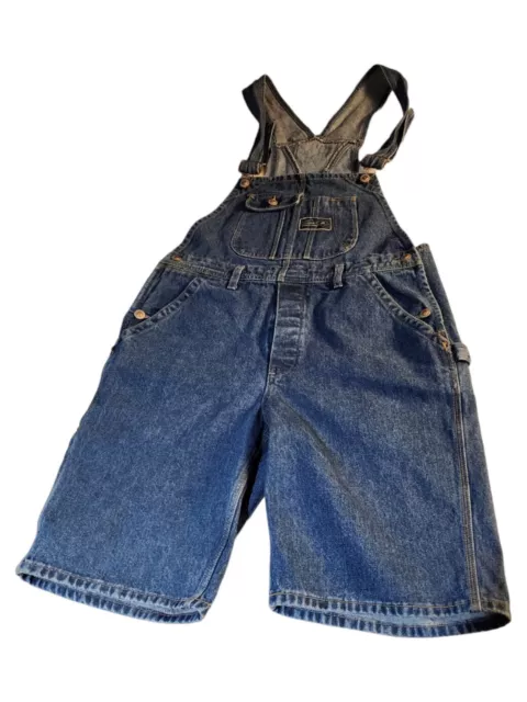 J.J Overalls Womens Large Blue Denim Shorts Pockets Bib Cotton Ribetted