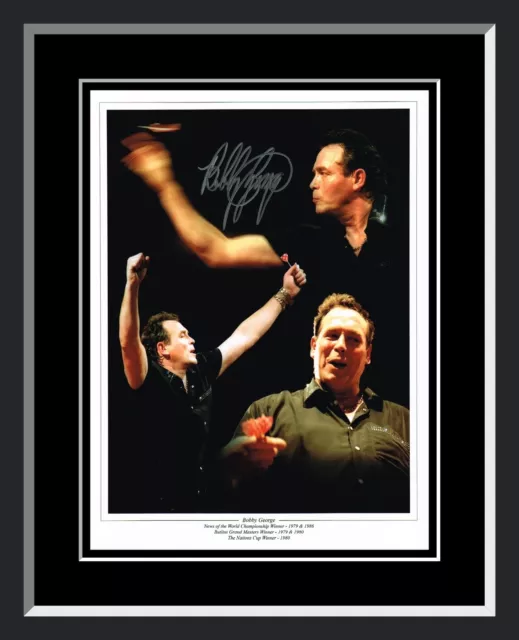 Bobby George ( King Of The Bling) Signed And Framed Darts 12x16 Photograph