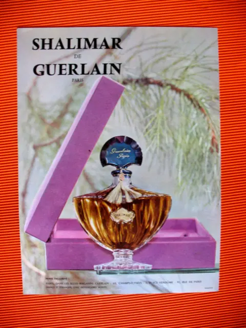 Publicite De Presse Guerlain Parfum Shalimar Flacon Et Son Coffret Ad 1962