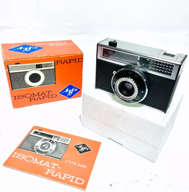 Agfa Isomat fotocamera compatta a pellicola rapida - in scatola e nuova, pellicola vintage caricata