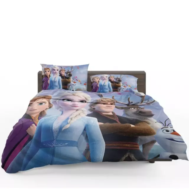 Anna Elsa Kristoff in Frozen 2 Disney Movie Quilt Duvet Cover Set Soft Queen