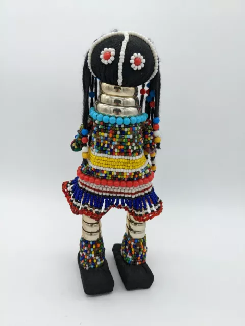 African Ndebele Beaded Doll Linga Koba Zulu Folk Art Tribal Hand Made 12 inches