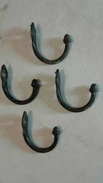 Antique Cast Iron Farm House/Victoian Hat or Coat Acorn Hooks Set of 4