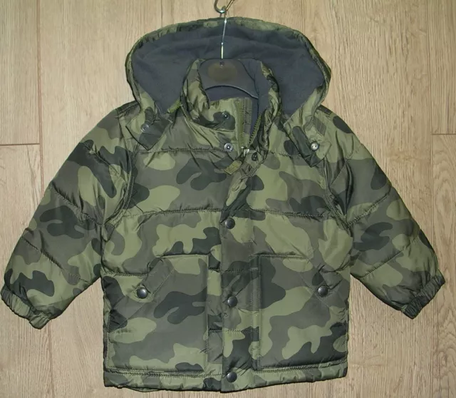 Baby Gap Boys Camouflage Fleece Lined Hooded ski Jacket Coat Age 18-24 Months