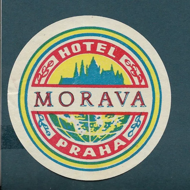 Czechoslovakia -  Koffer Etikett - Old  Hotel Label  - Hotel Morava - Praha