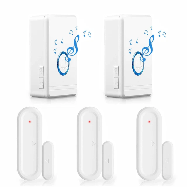 DOOR CHIME WIRELESS Door Alarm Contact Sensor 1300ft 2 Plugin Receiver