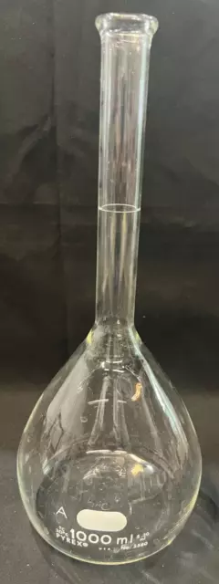 PYREX 1000mL  No. 5580 LABORATORY GLASS Volumetric FLASK