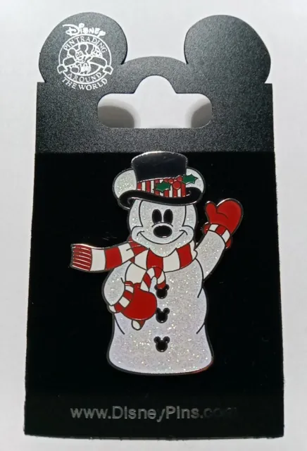 Walt Disney World Mickey Mouse Sparkle Snowman Christmas Pin 2007