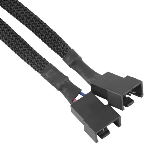 1-To-2 Ways Braided 4-Pin PWM Case Cooling Fan Y Split Cable Adapter 25cm 3