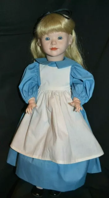 OOAK All Bisque Porcelain Ball Jointed 23" Hand Painted Alice In Wonderland Doll