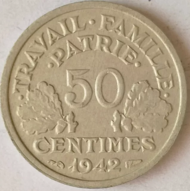 Pièce - Monnaie de France - 50 Centimes Bazor 1942-1944 - Etat Français