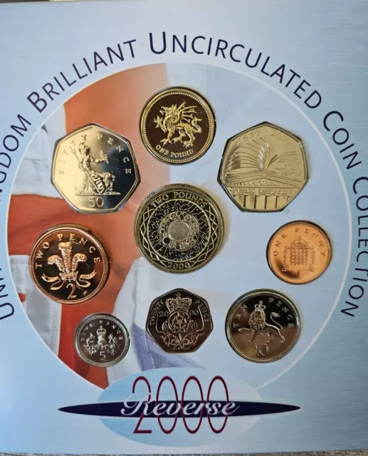 UK 2000 Millenium Coin Collection ,9 Coins, , Bright Uncirculated{K744}