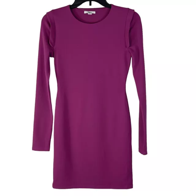 Bar III X-Small Mini Dress Sheath Long Sleeve Stretch Lined Round Neck Purple