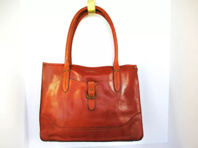 Born Brown Leather Large Purse/Bag/Satchel Top Handle Compartments Snap Zipper