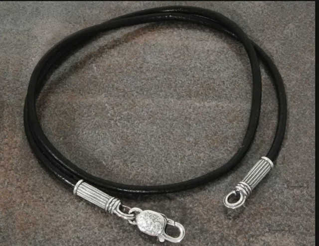 Konstantino Men's Silver And Leather Cord Necklace 24 Inches Length 3.75 Mm Wide 2