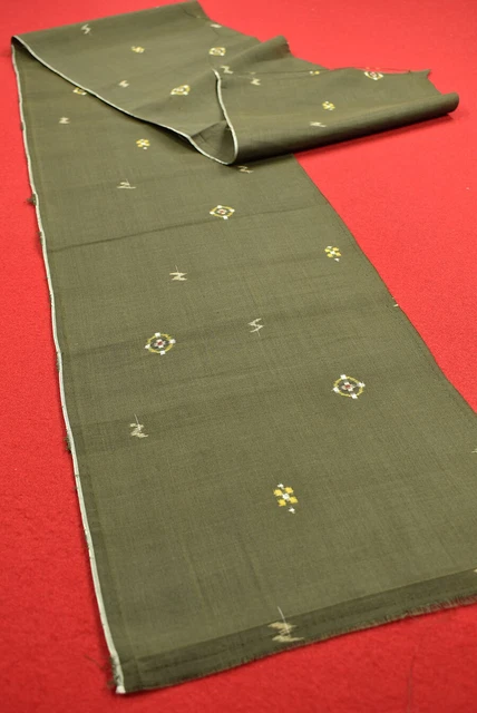 Vintage Japanese Kimono Fabric Silk Antique Boro Kusakizome Woven 61"/MN09/45