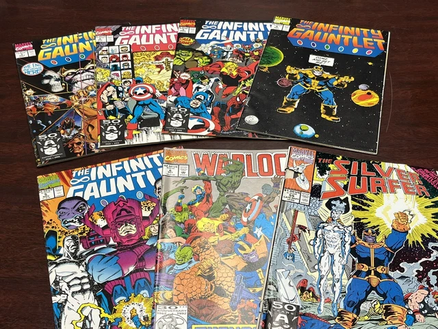 Infinity Gauntlet Marvel Comic Lot 1991. Thanos, Warlock, Silver Surfer