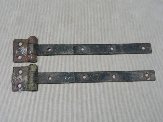 Pair of Barn Shed Door Garden Gate Strap Hinges Antique Cast Iron Nice Ones 'C' 2
