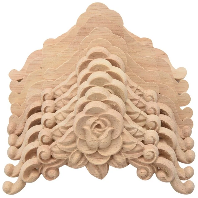 10PCS Floral Wood  Decal Corner Applique Decorate Frame Wooden Figurines CabinS7