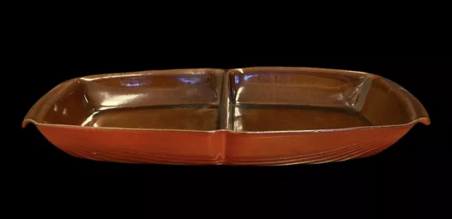 Vintage Frankoma Pottery Ceramic Red/Orange Brown Platter Plate Bowl Dish 5QD