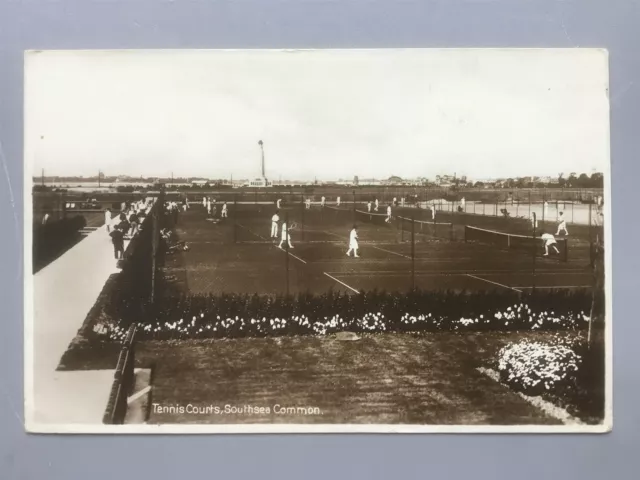 Southsea Tennis Courts with players (view looking west) RP postcard Portsmouth