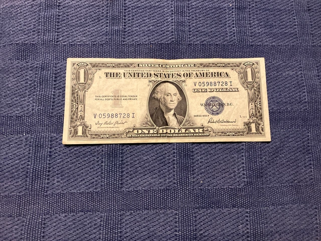 1935 Series F One Dollar Blue Seal Note Silver Certificate Old US Bill $1 Money 2