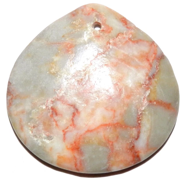 P1792 Redline Marble Flat Teardrop 38mm Gemstone Pendant Focal Bead