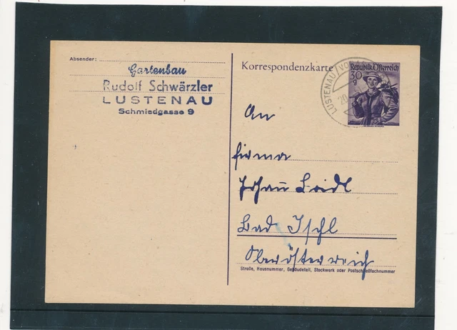 30 Groschen Trachten Ganzsachen-Karte 1951 aus Lustenau   (H21)