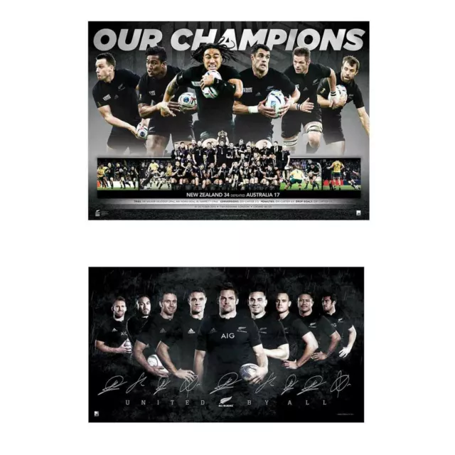 World Cup New Zealand All Blacks 2015 Champions Print Unframed Facsimile Signed