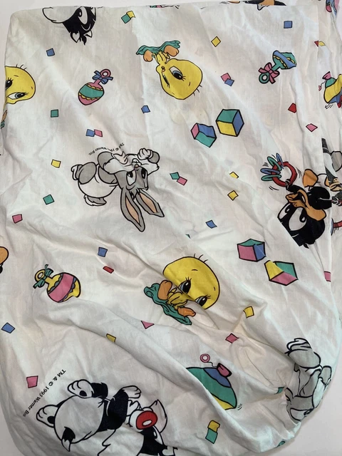 Sábana de cuna ajustada vintage de los Baby Looney Tunes 1993 solamente