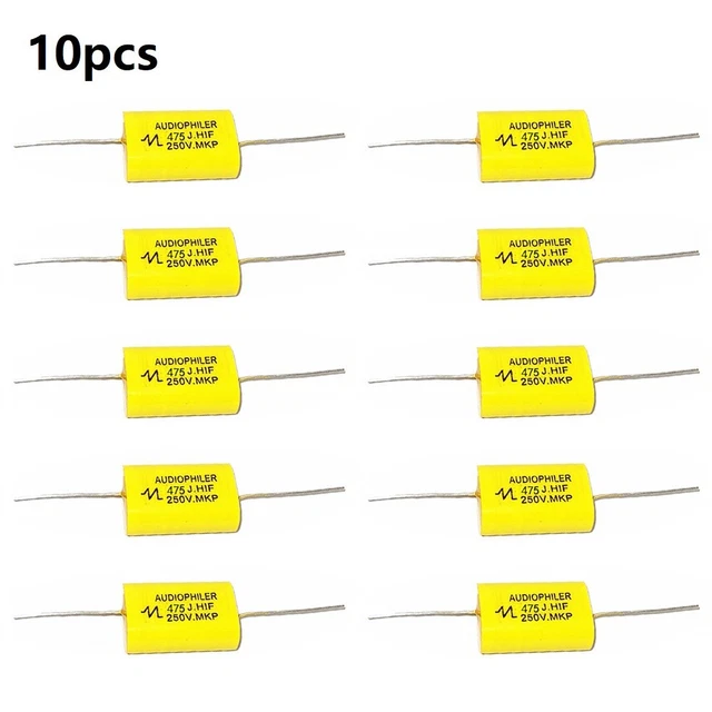 10-Pack 4.7uF 250V Metallized Polyester Film Capacitors – ±5% Tolerance, Axial Lead, For Audio Crossover & Tweeter Circuits 5 thumbnail image