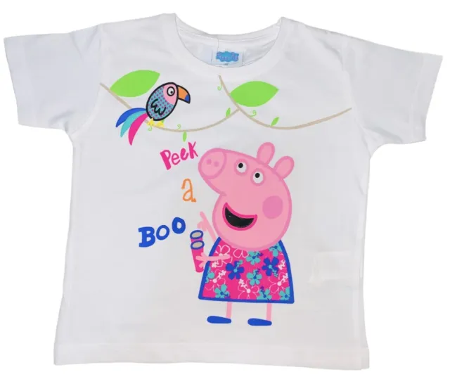 Peppa Pig `Peek A Boo` Kids Girls Short Sleeve T-Shirt - Official Merchandise