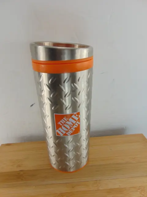 Home Depot Orange Stainless Steel Insulated Travel Tumbler Mug MINT CONDITION